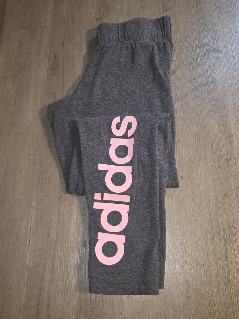 Adidas Gray Leggings with Pink Vertical Logo